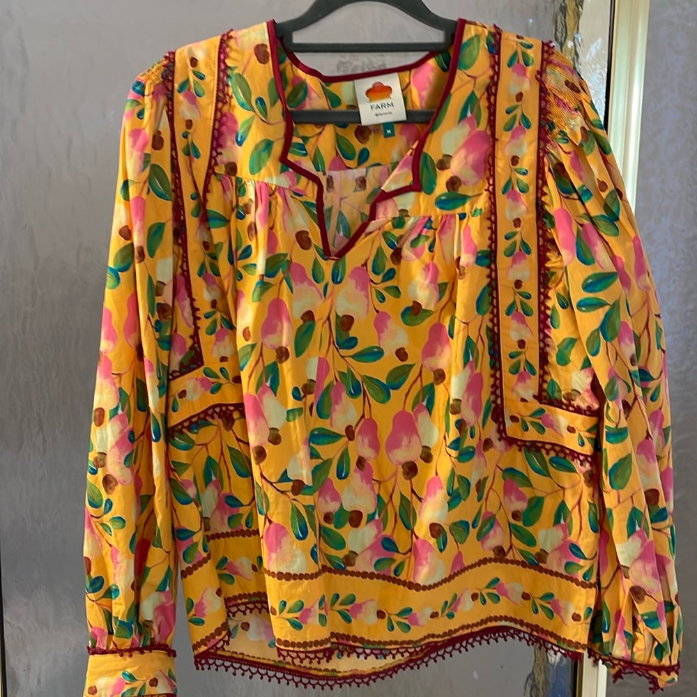 Worn 1x M Farm Rio blouse